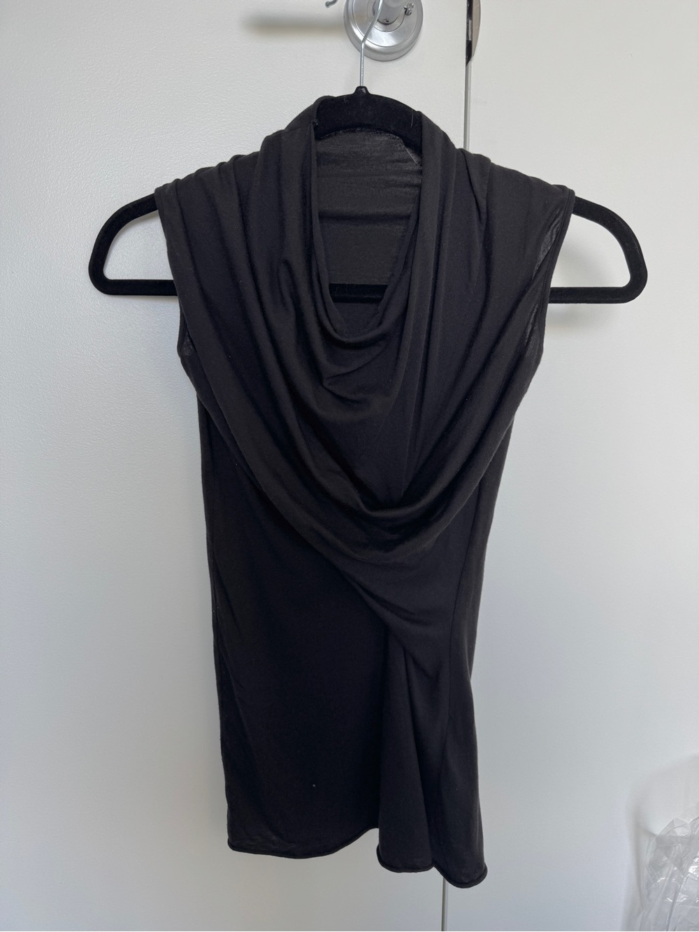 Rick Owens Lilies Black Cowl Neck Draped Top